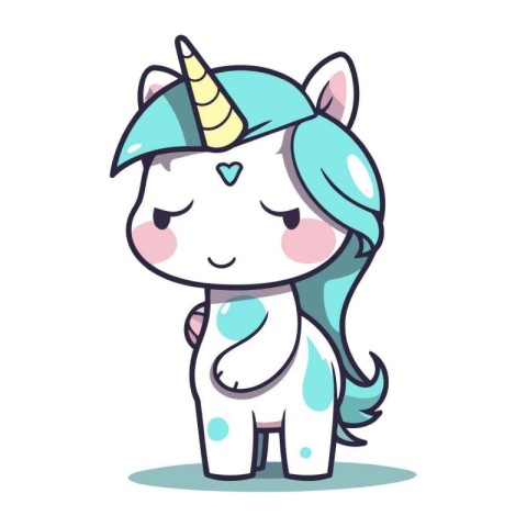 Cute unicorn isolated on white background. Vector illustration f