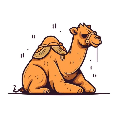 Camel on a white background. Vector illustration in cartoon styl