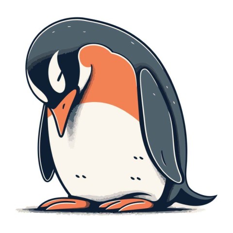 Cute penguin isolated on a white background. Vector illustration