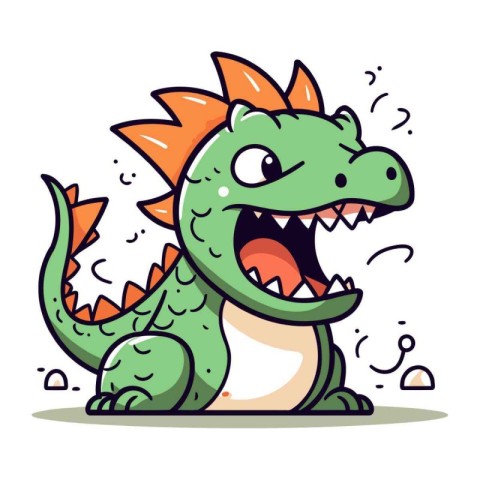 Funny cartoon dinosaur character. Cute vector illustration. Vect