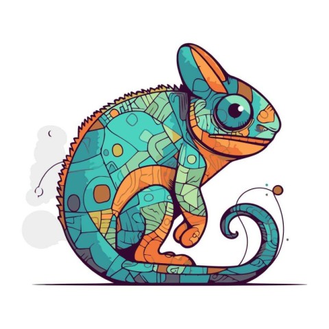 Colorful chameleon. zodiac sign. Vector illustration.