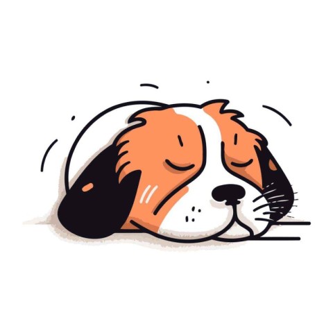 Cute hand drawn doodle dog sleeping. Vector illustration.