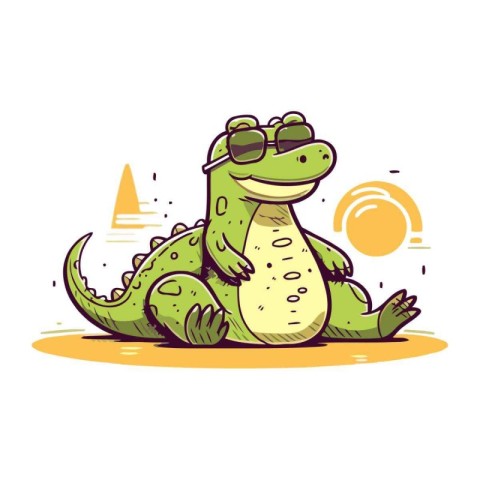 Cute crocodile in sunglasses. Vector illustration for your desig