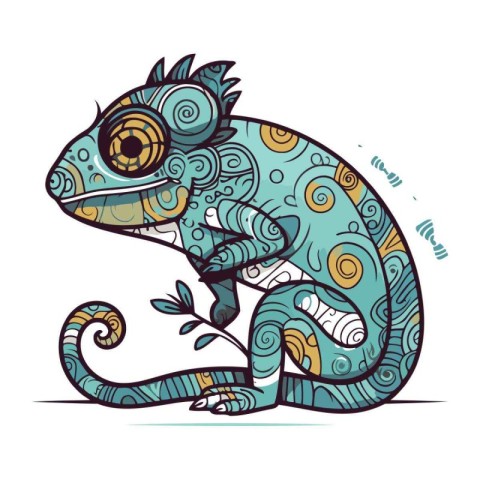 Chameleon. Coloring book for adults. Vector illustration.