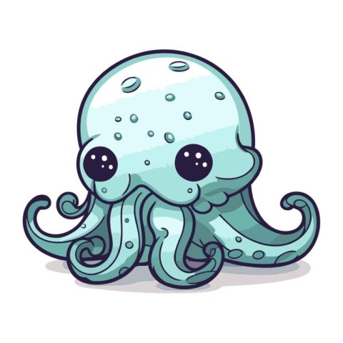 Octopus cartoon character isolated on a white background. Vector