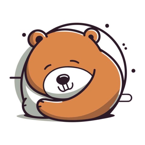 Cute cartoon bear isolated on a white background. Vector illustr