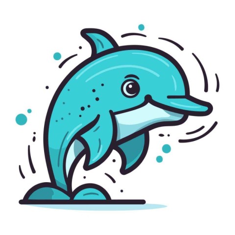 Cartoon dolphin. Vector illustration of a dolphin on white backg