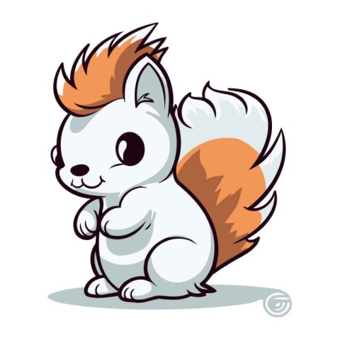 Cute squirrel cartoon. Vector illustration isolated on a white b