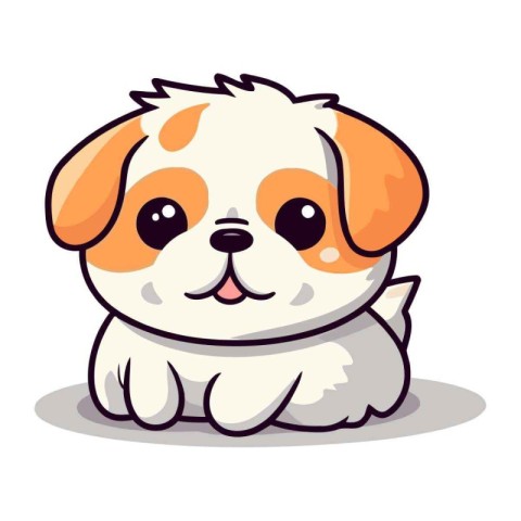 Cute cartoon dog. Vector illustration isolated on a white backgr