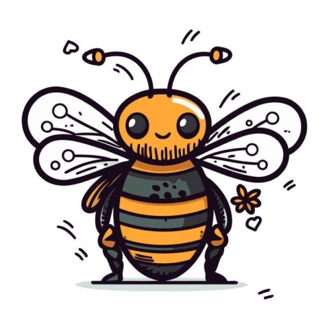 Cartoon cute bee. Vector illustration. Cute cartoon bee.