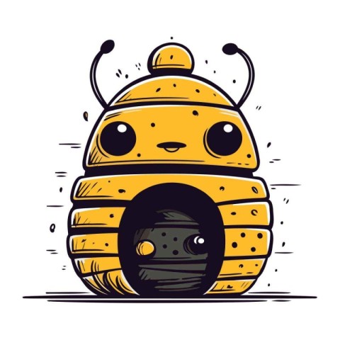 Cute cartoon bee. Vector illustration isolated on a white backgr