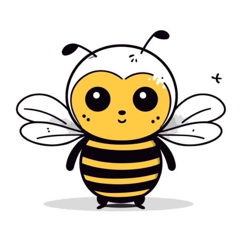 Cute cartoon bee. Vector illustration. Isolated on white backgro