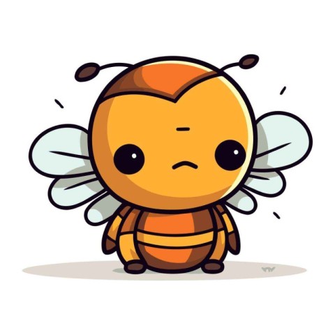 Cute cartoon bee. Vector illustration. Isolated on white backgro