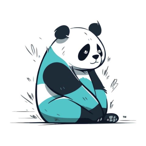 Panda vector illustration. Cute panda bear in cartoon style.