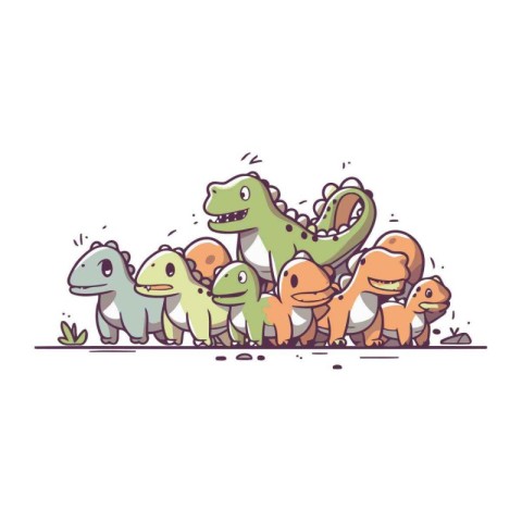 Cute dinosaurs family. Vector illustration. Cute cartoon dinosau