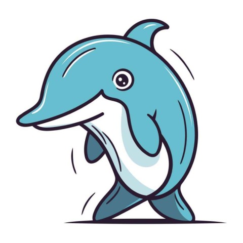 Vector illustration of a dolphin on a white background. Cartoon