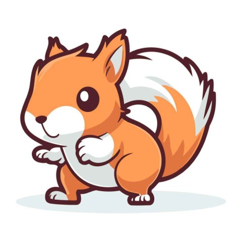 Squirrel cartoon character. Vector illustration of a cute little