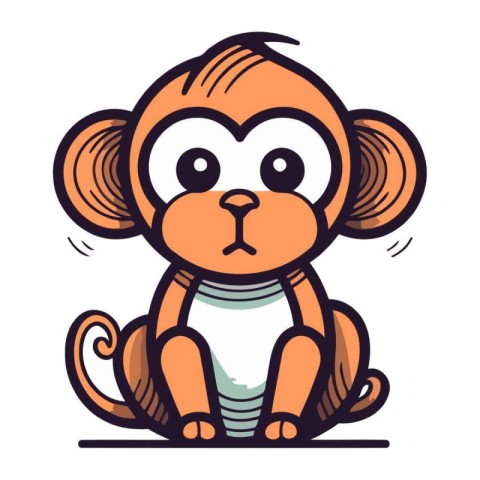 Cute cartoon monkey. Vector illustration. Isolated on white back