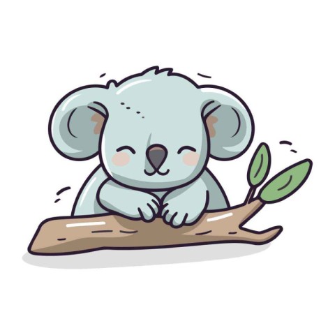 Cute koala sitting on a tree branch. Vector illustration.