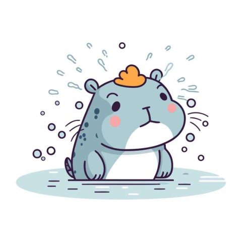 Cute cartoon hamster crying. Vector illustration in a flat style