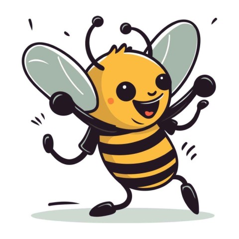 Cute cartoon bee on white background. Vector illustration for yo