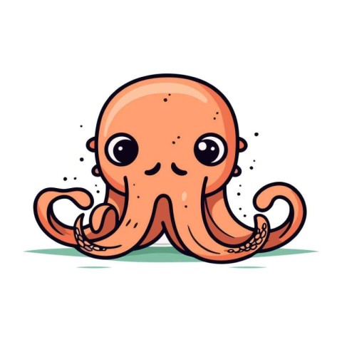 Cute cartoon octopus. Vector illustration isolated on white back