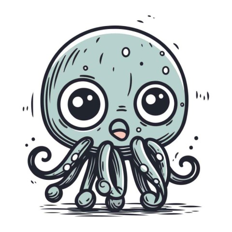 Cute kawaii octopus cartoon character. Vector illustration.