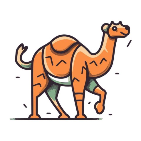 Cute camel cartoon vector illustration on white background. Anim