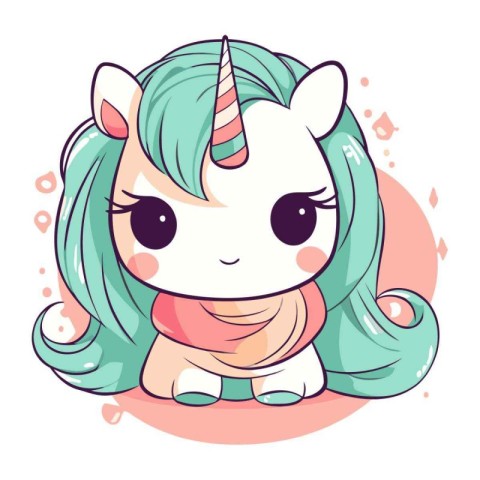 Cute cartoon unicorn. Vector illustration of a cute little unico