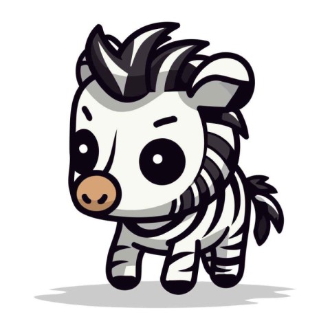 Zebra cartoon character vector illustration. Cute cartoon zebra.