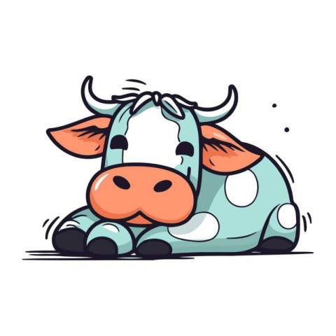 Cute cartoon cow. Vector illustration in doodle style.