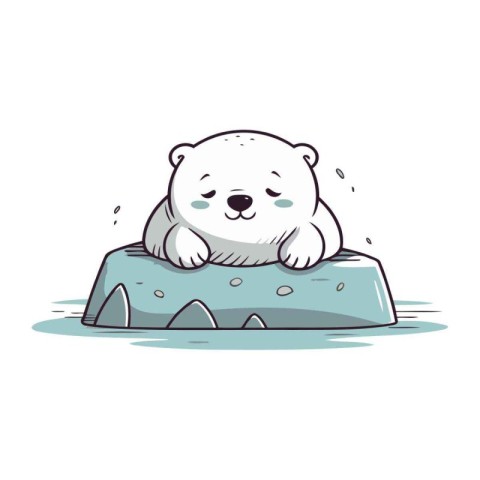 Polar bear sleeping on an ice floe. Vector illustration.