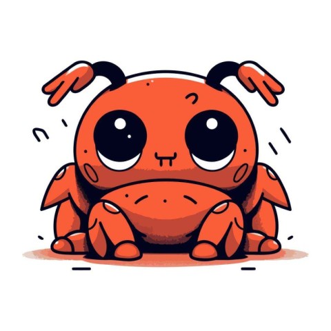 Cute cartoon crab. Vector illustration. Isolated on white backgr