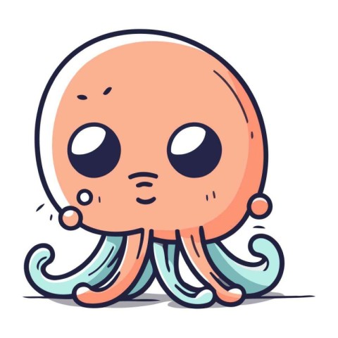 Cute cartoon octopus. Vector illustration. Isolated on white bac