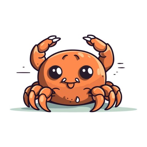 Cute cartoon crab character. Vector illustration isolated on whi