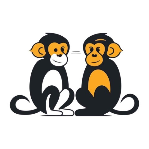 Monkey couple icon. Vector illustration of two monkeys sitting a