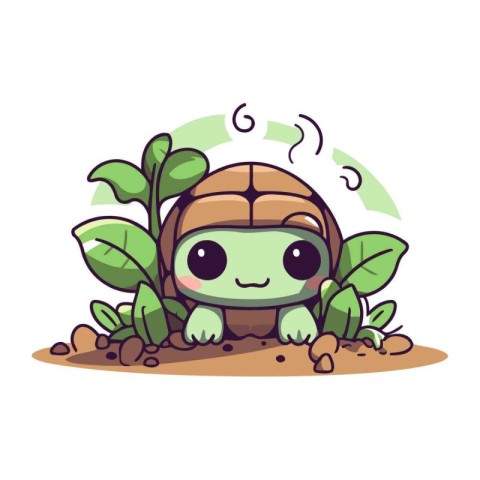 Cute cartoon turtle. Vector illustration of a cute tortoise.