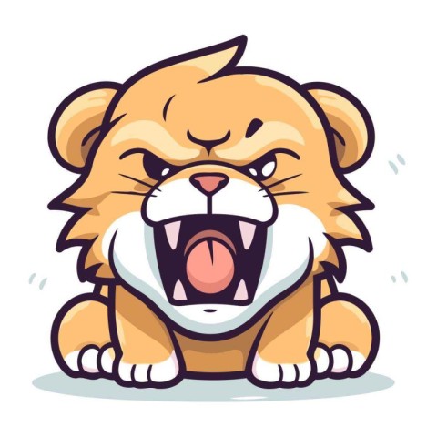 Angry Lion Cartoon Mascot Character. Vector Illustration Isolate