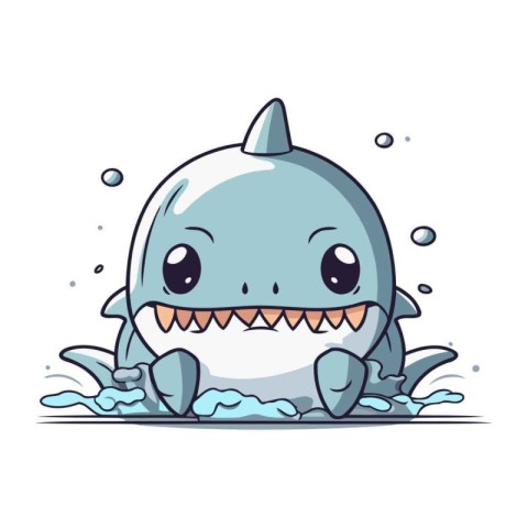 Cute cartoon shark. Vector illustration isolated on a white back