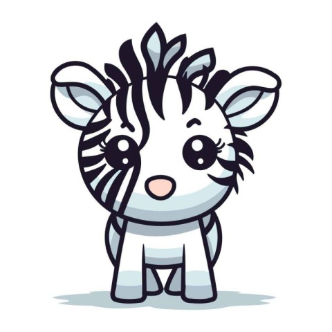 Zebra cartoon character vector illustration. Cute kawaii animal.