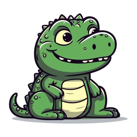 Cute crocodile cartoon character vector illustration isolated on