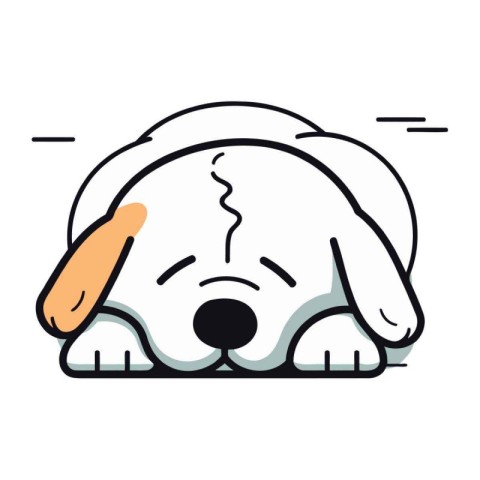 Cute dog sleeping icon. vector illustration. Flat design style.