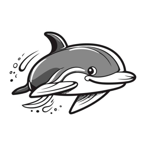 Cartoon dolphin. Vector illustration for t shirt print or poster