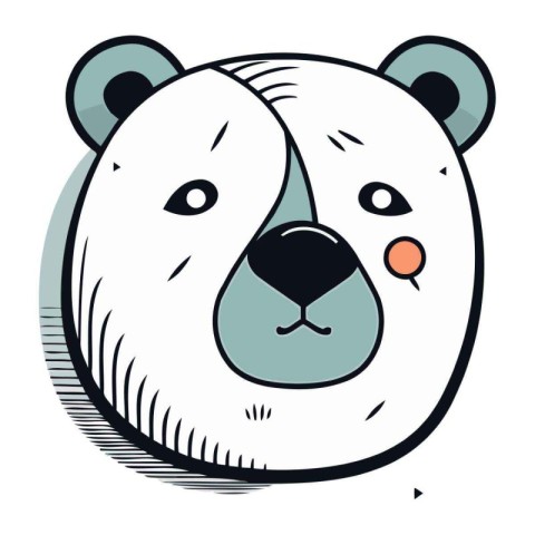 Polar bear face. Vector illustration in doodle style.