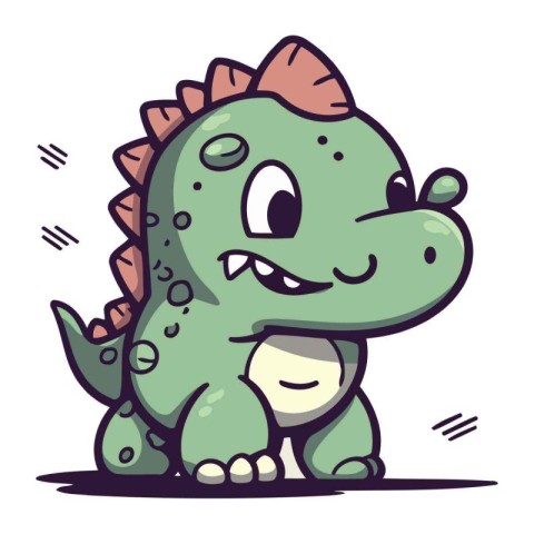 Cartoon Dinosaur Vector Illustration. Cute Dinosaur Vector Illus