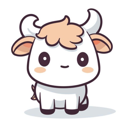 Cute cow cartoon character vector illustration. Cute cartoon cow