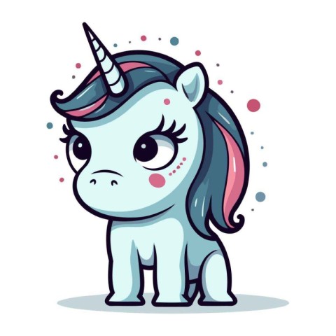 Cute cartoon unicorn. Isolated on white background. Vector illus