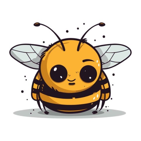 Cute cartoon bee. Vector illustration. Isolated on white backgro