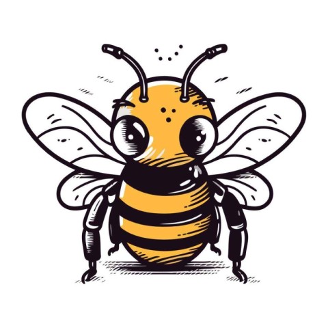 Bee sketch isolated on white background. Vector illustration. Ep