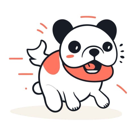 Cute pug dog running. Vector illustration in cartoon style.